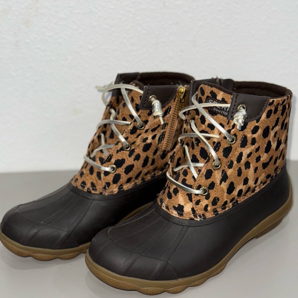 Sperry Leopard Print Duck Boots